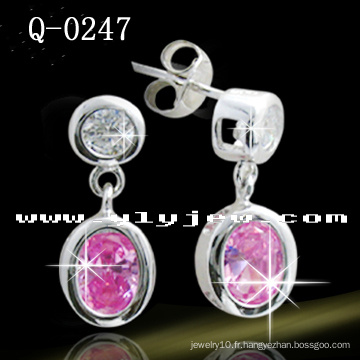 Boucles d&#39;oreilles colorées colorées en forme de CZ D2525 (Q-0247)